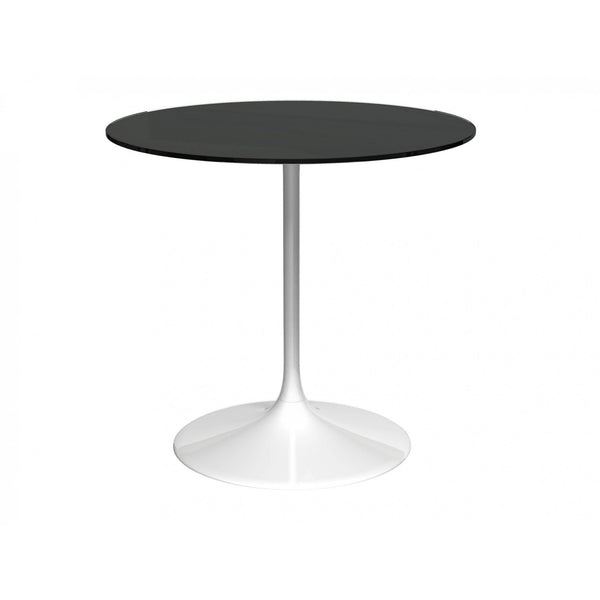 Pedestal Medium Dining Table Black Glass and White