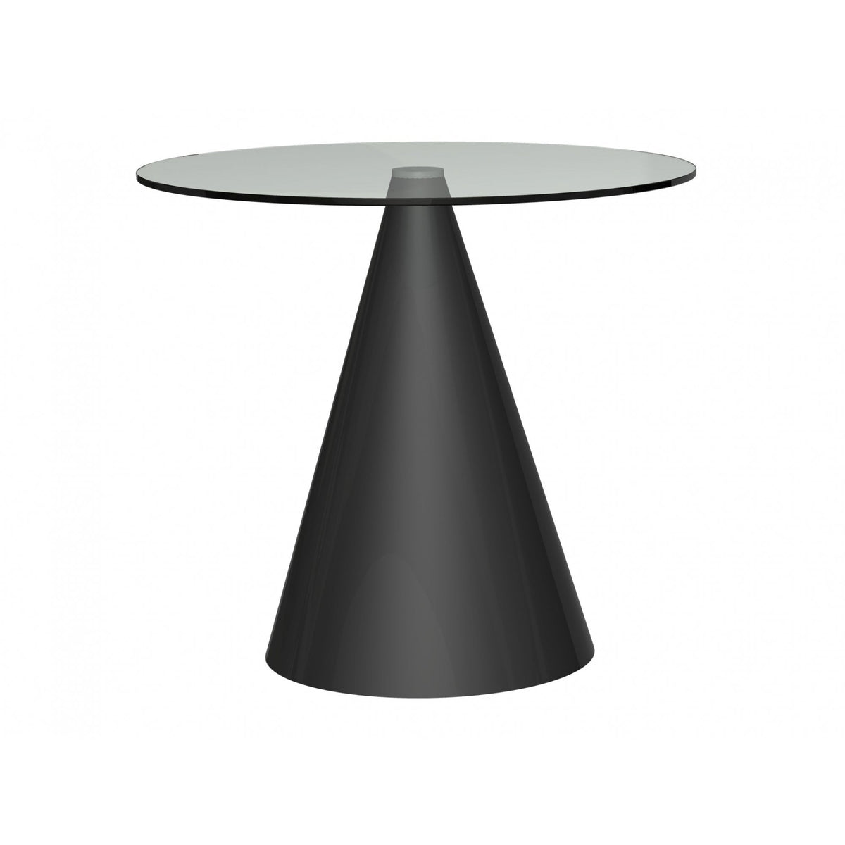 Round Clear Glass Dining Table with Conical Black Base