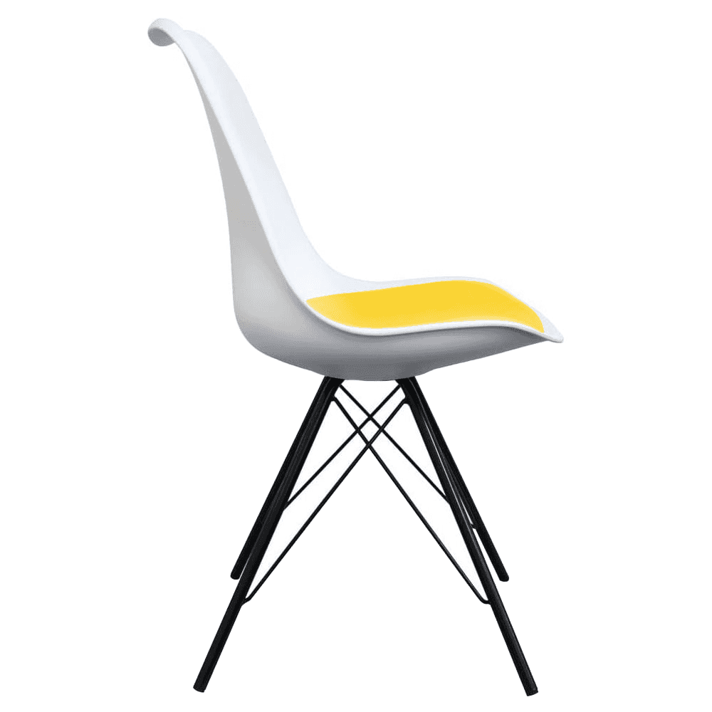 Soho White and Yellow Dining Chair with Black Metal Legs