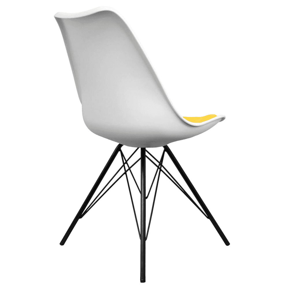 Soho White and Yellow Dining Chair with Black Metal Legs