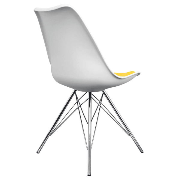 Soho White and Yellow Dining Chair with Chrome Metal Legs