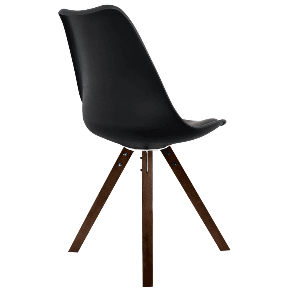 Soho Black Plastic Dining Chair with Square Pyramid Dark Wood Legs