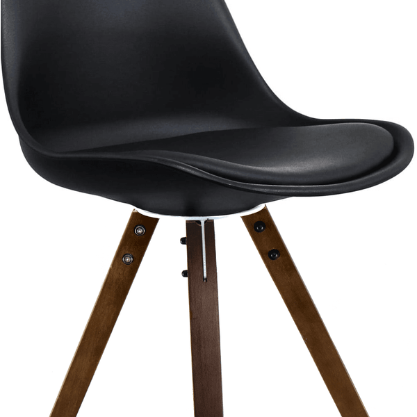 Soho Black Plastic Dining Chair with Square Pyramid Dark Wood Legs