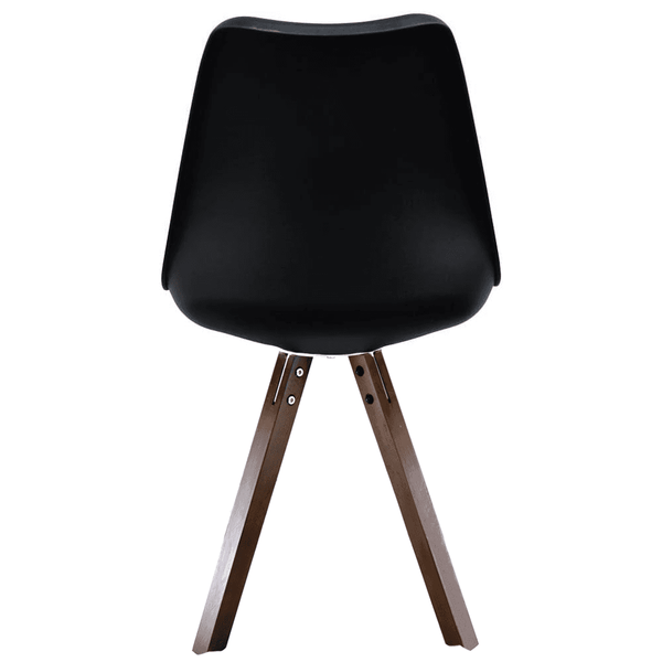 Soho Black Plastic Dining Chair with Square Pyramid Dark Wood Legs