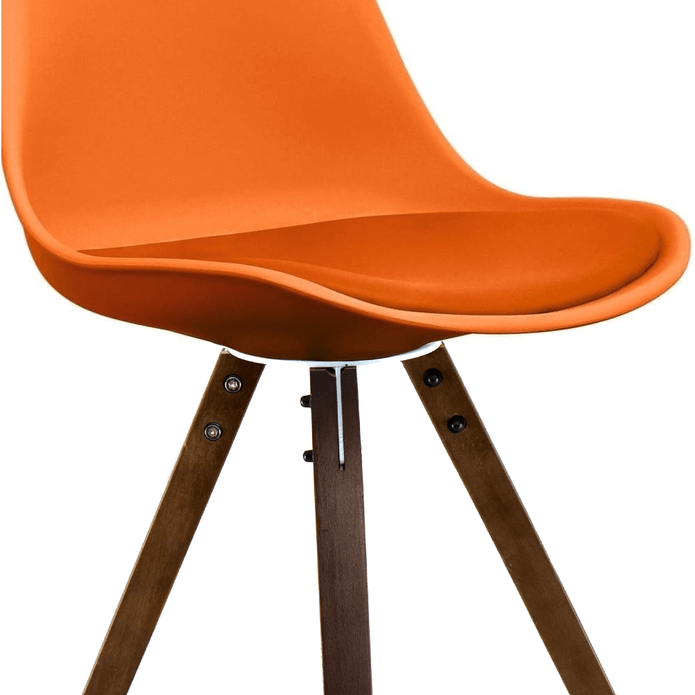 Soho Orange Plastic Dining Chair with Square Pyramid Dark Wood Legs