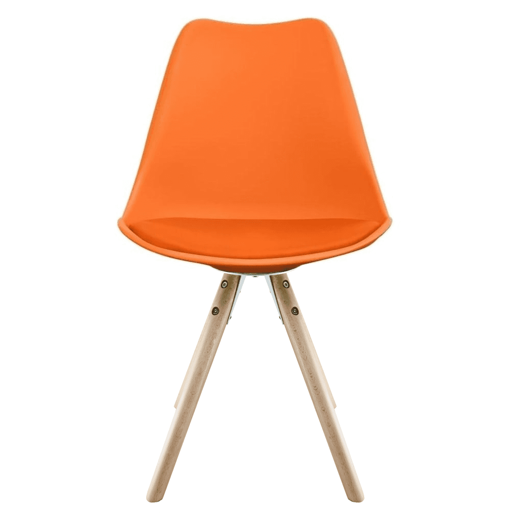 Soho Orange Plastic Dining Chair with Pyramid Light Wood Legs