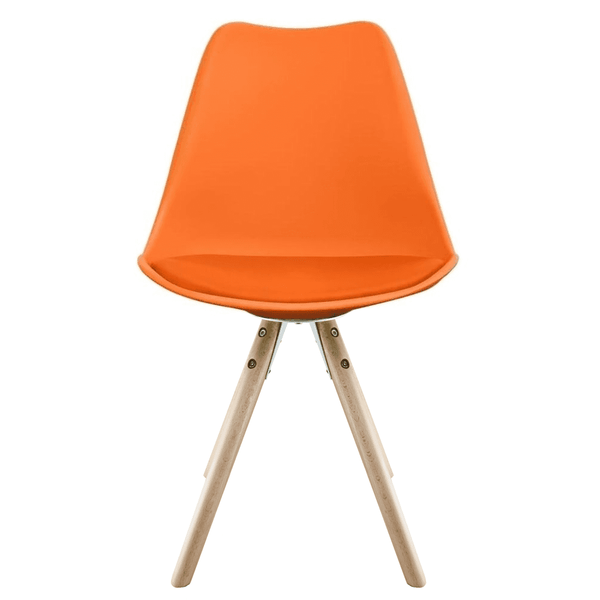 Soho Orange Plastic Dining Chair with Pyramid Light Wood Legs