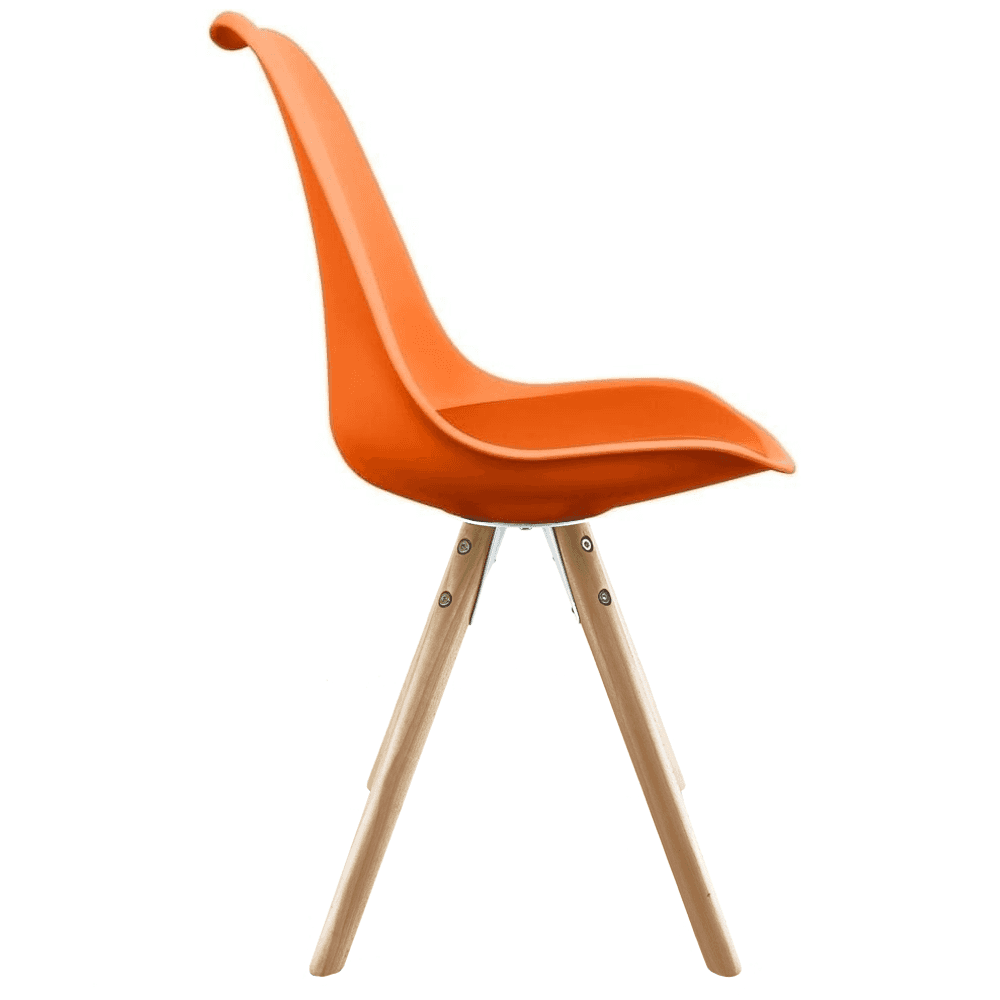 Soho Orange Plastic Dining Chair with Pyramid Light Wood Legs