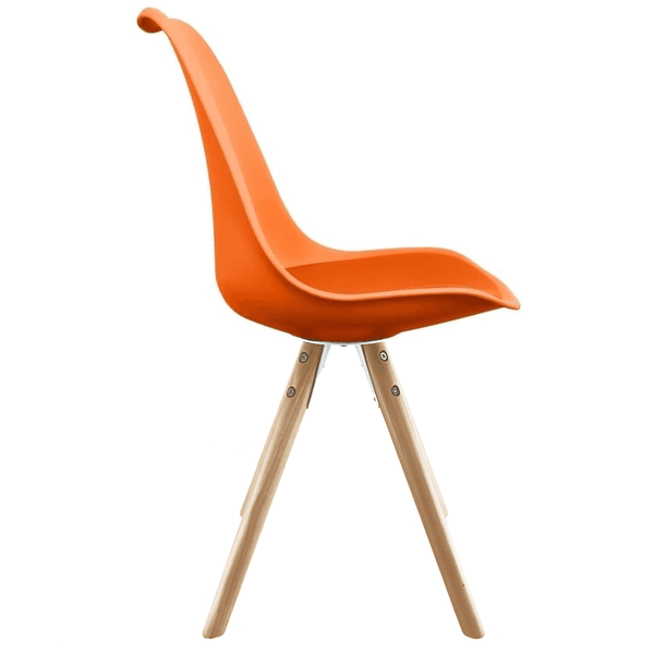 Soho Orange Plastic Dining Chair with Pyramid Light Wood Legs