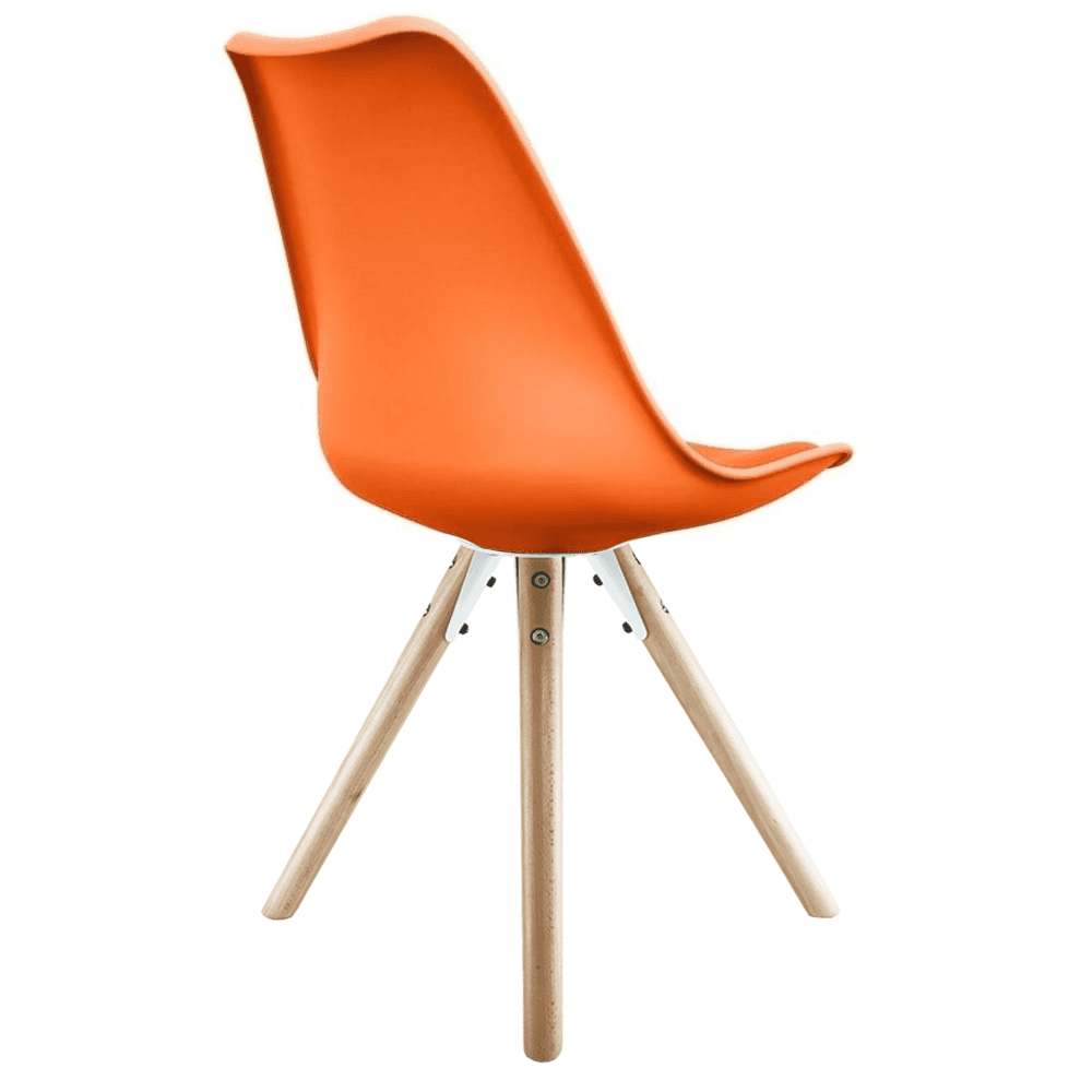Soho Orange Plastic Dining Chair with Pyramid Light Wood Legs