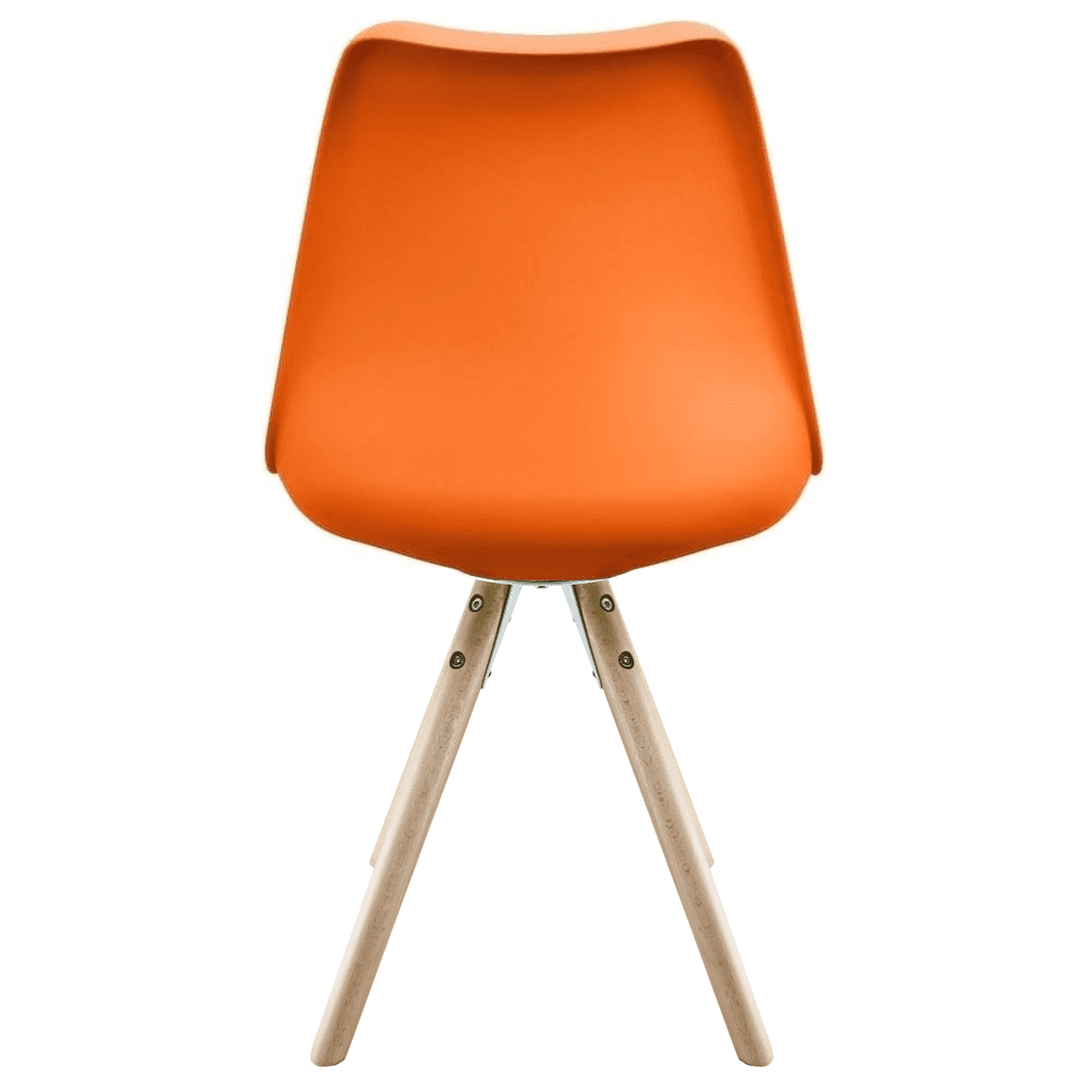 Soho Orange Plastic Dining Chair with Pyramid Light Wood Legs