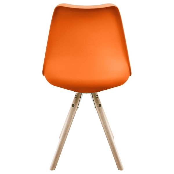 Soho Orange Plastic Dining Chair with Pyramid Light Wood Legs