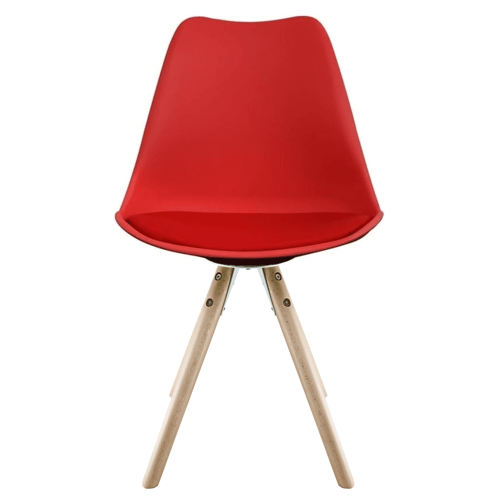 Soho Red Plastic Dining Chair with Pyramid Light Wood Legs