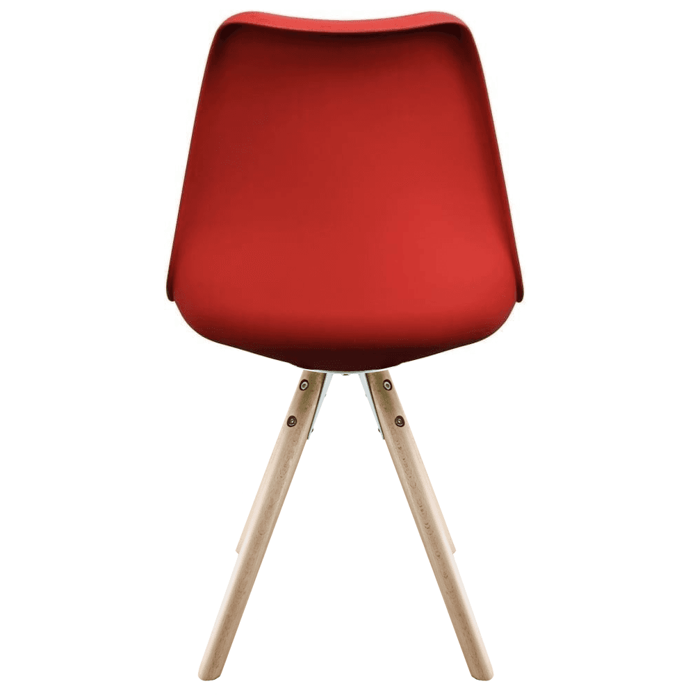 Soho Red Plastic Dining Chair with Pyramid Light Wood Legs