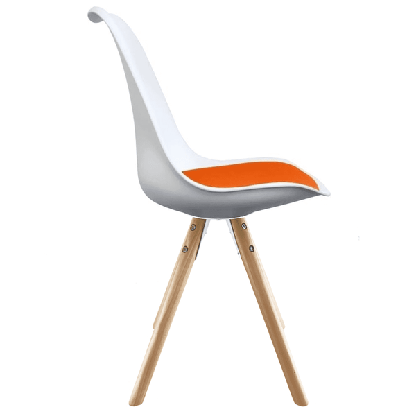 Soho White and Orange Dining Chair with Pyramid Light Wood Legs