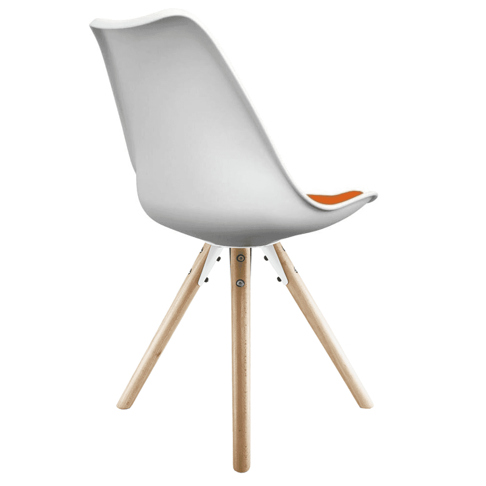 Soho White and Orange Dining Chair with Pyramid Light Wood Legs