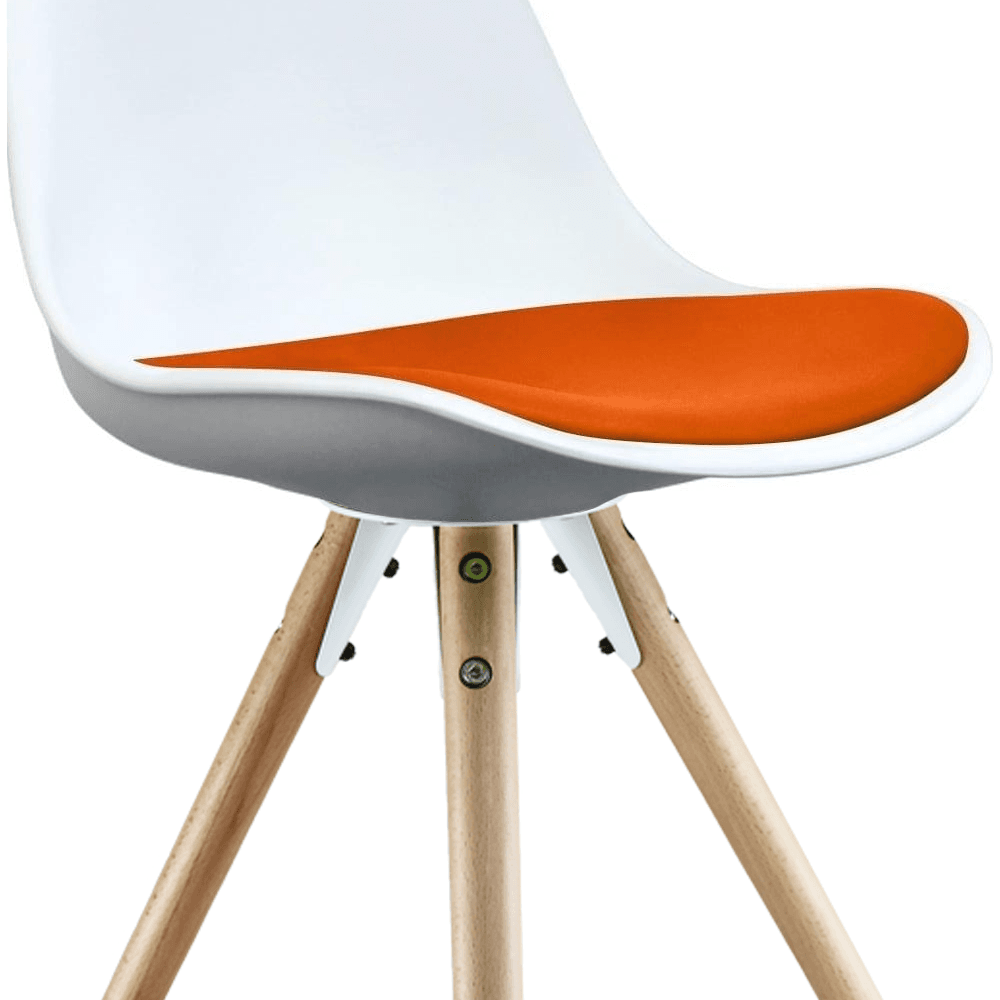 Soho White and Orange Dining Chair with Pyramid Light Wood Legs
