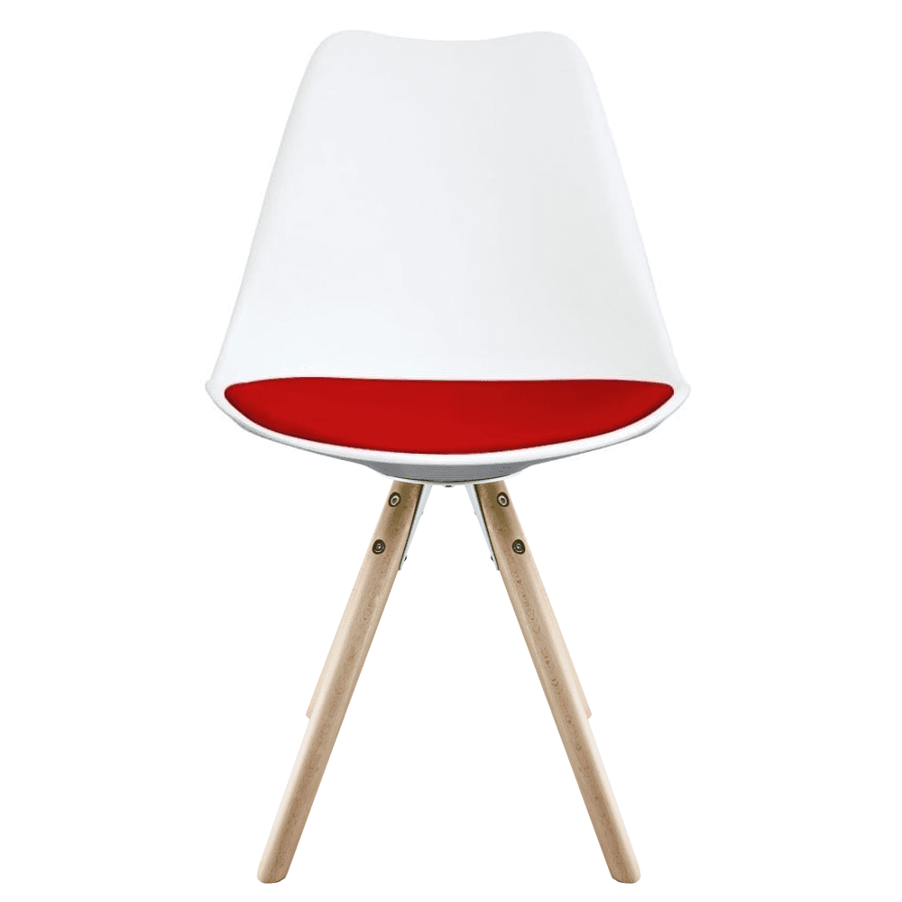 Soho White and Red Dining Chair with Pyramid Light Wood Legs