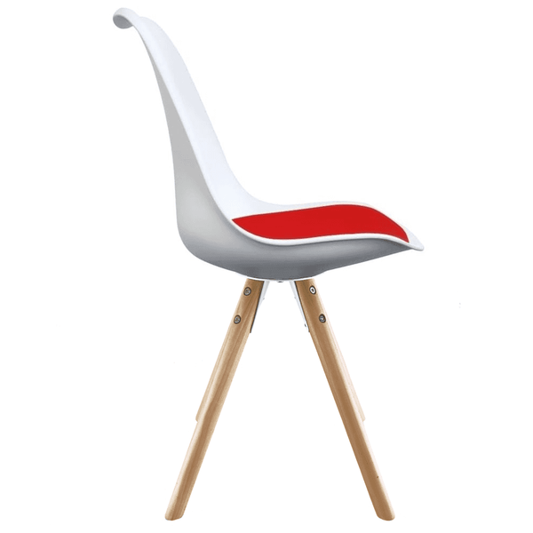 Soho White and Red Dining Chair with Pyramid Light Wood Legs