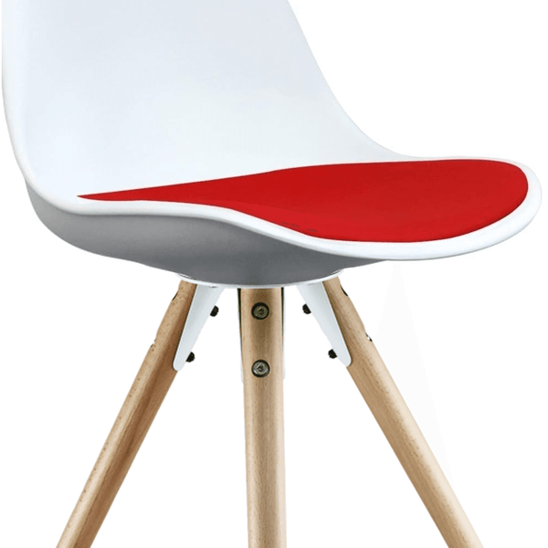 Soho White and Red Dining Chair with Pyramid Light Wood Legs