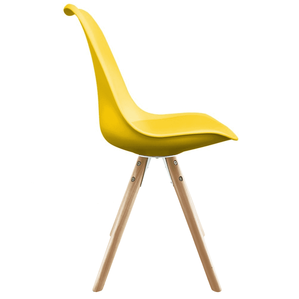 Soho Yellow Plastic Dining Chair with Pyramid Light Wood Legs