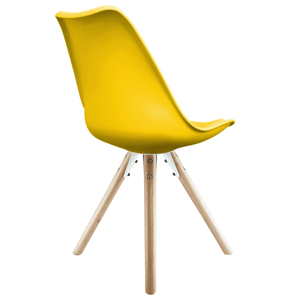 Soho Yellow Plastic Dining Chair with Pyramid Light Wood Legs