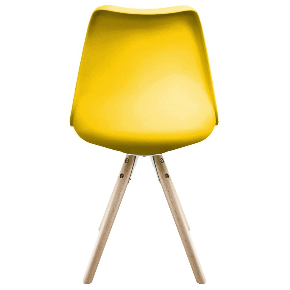 Soho Yellow Plastic Dining Chair with Pyramid Light Wood Legs