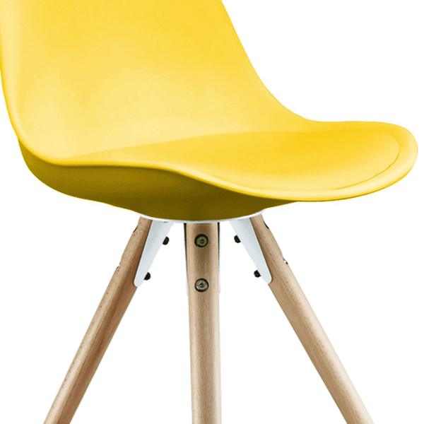 Soho Yellow Plastic Dining Chair with Pyramid Light Wood Legs