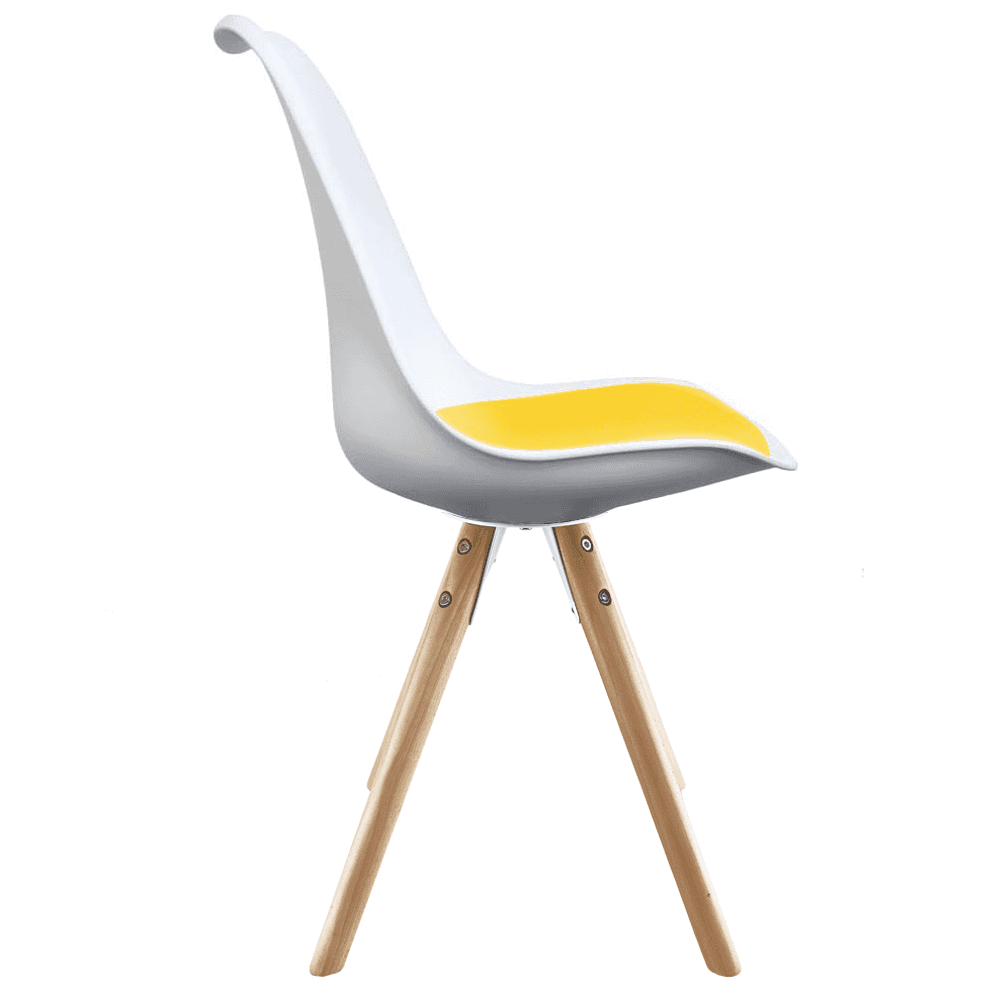 Soho White and Yellow Dining Chair with Pyramid Light Wood Legs