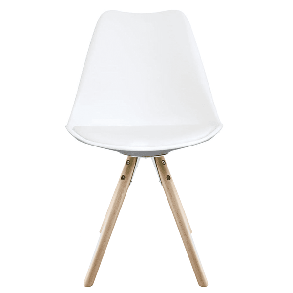Soho White Plastic Dining Chair with Pyramid Light Wood Legs