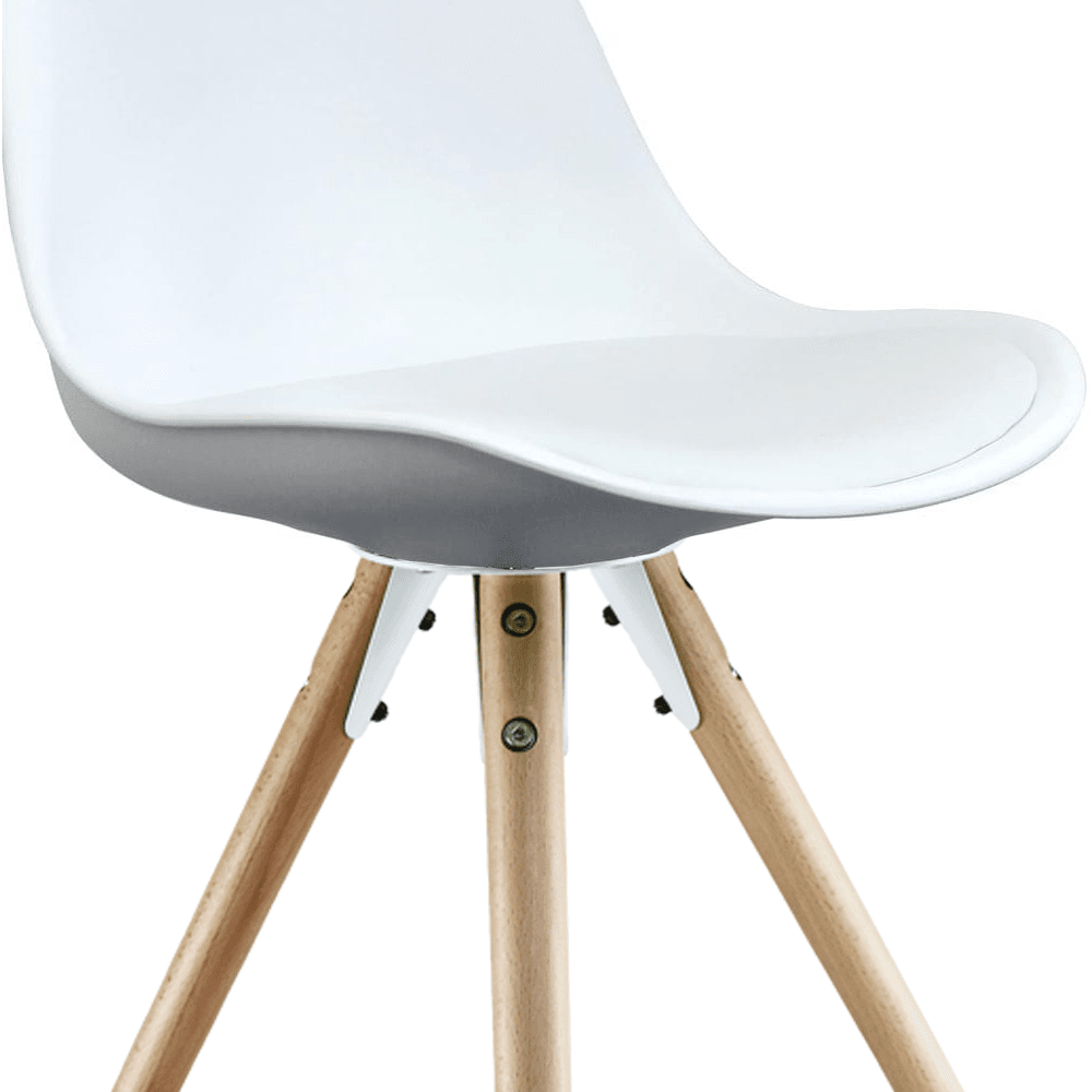 Soho White Plastic Dining Chair with Pyramid Light Wood Legs