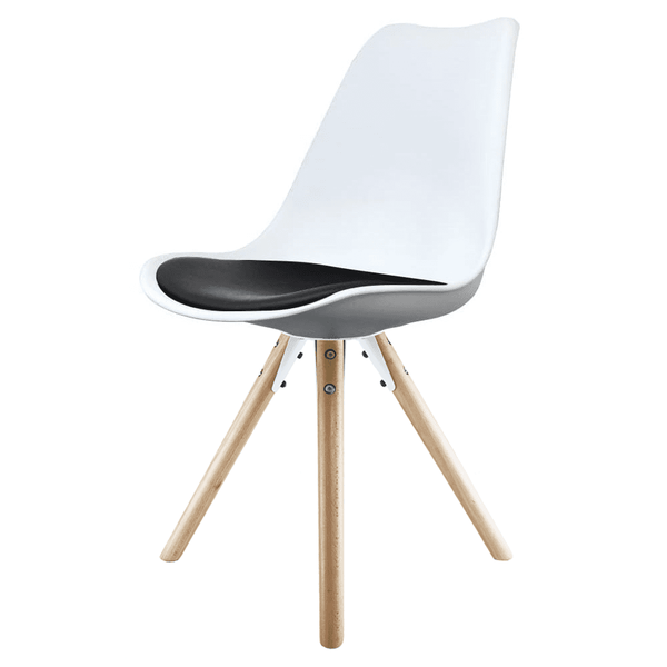 Soho White and Black Dining Chair with Pyramid Light Wood Legs