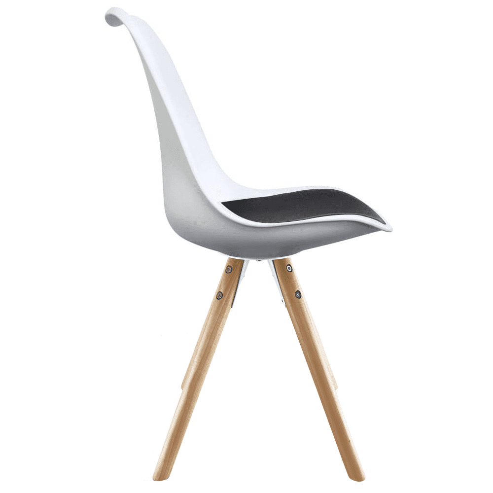 Soho White and Black Dining Chair with Pyramid Light Wood Legs