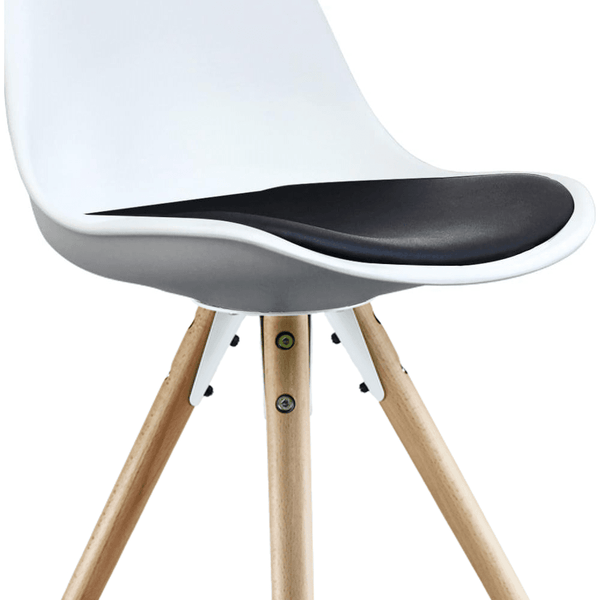 Soho White and Black Dining Chair with Pyramid Light Wood Legs