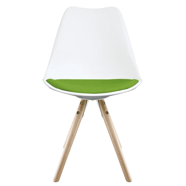 Soho White and Green Dining Chair with Pyramid Light Wood Legs