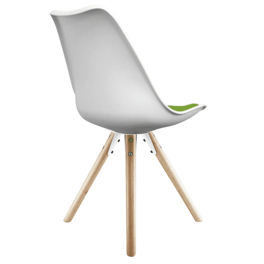 Soho White and Green Dining Chair with Pyramid Light Wood Legs