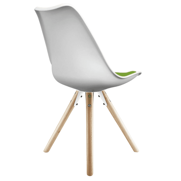 Soho White and Green Dining Chair with Pyramid Light Wood Legs