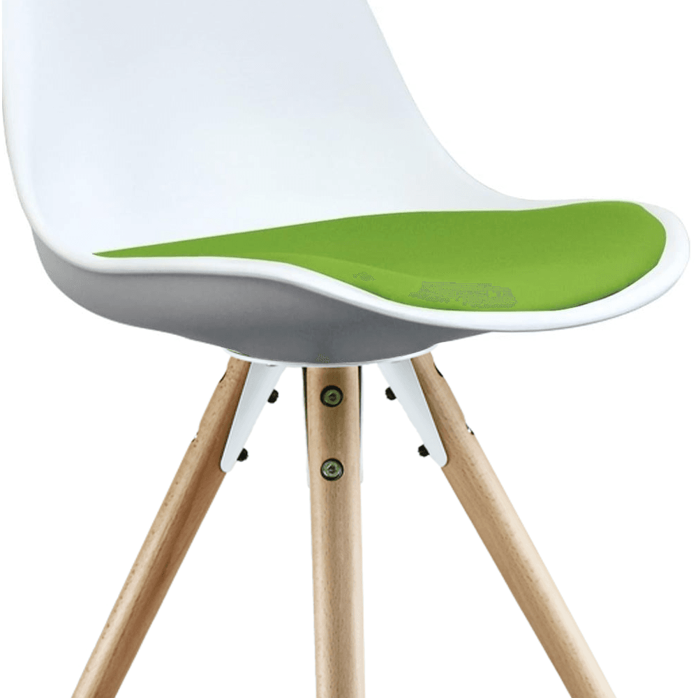 Soho White and Green Dining Chair with Pyramid Light Wood Legs