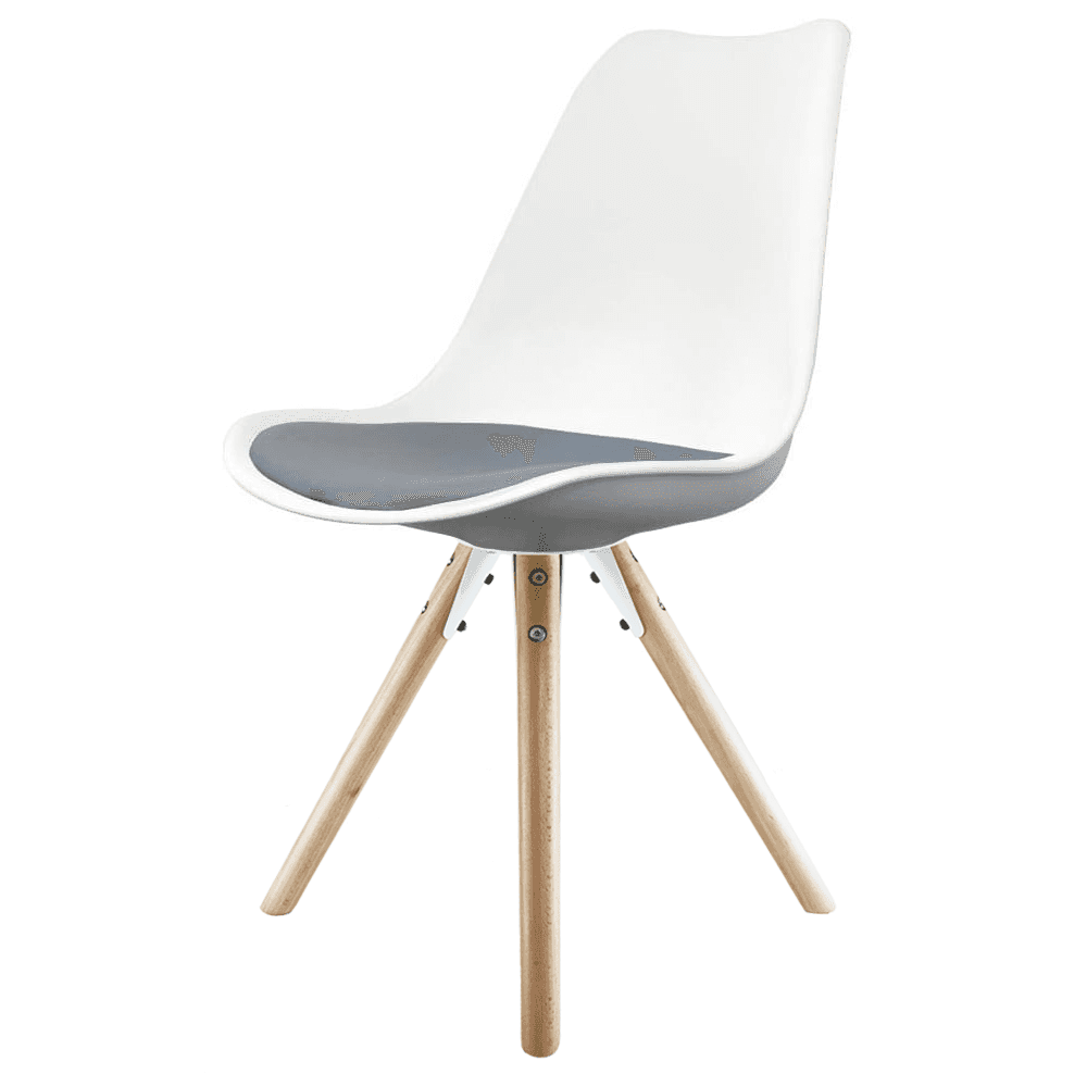 Soho White and Dark Grey Dining Chair with Pyramid Light Wood Legs