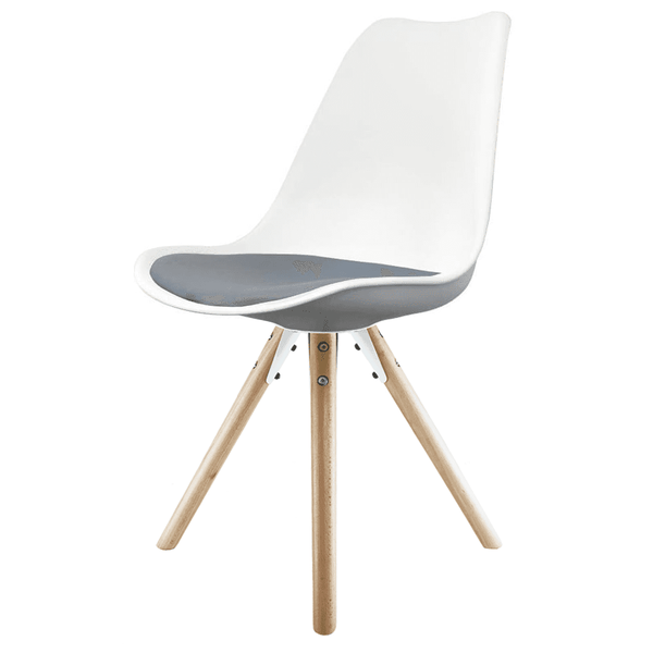 Soho White and Dark Grey Dining Chair with Pyramid Light Wood Legs