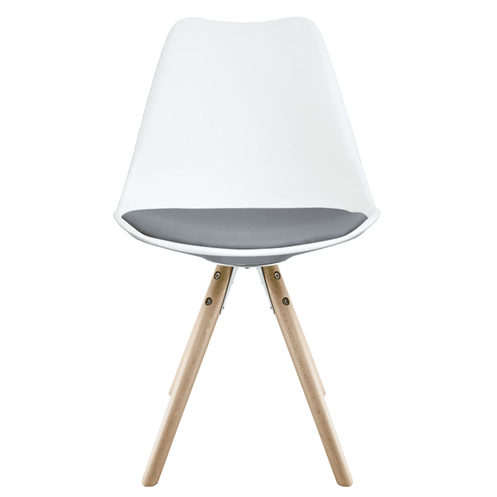Soho White and Dark Grey Dining Chair with Pyramid Light Wood Legs