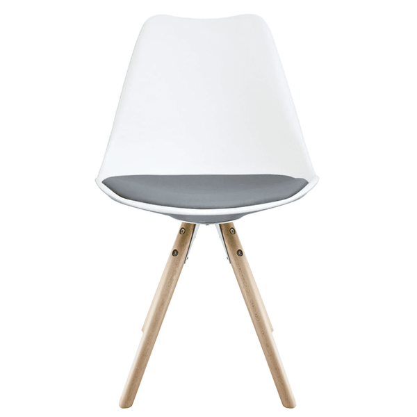 Soho White and Dark Grey Dining Chair with Pyramid Light Wood Legs