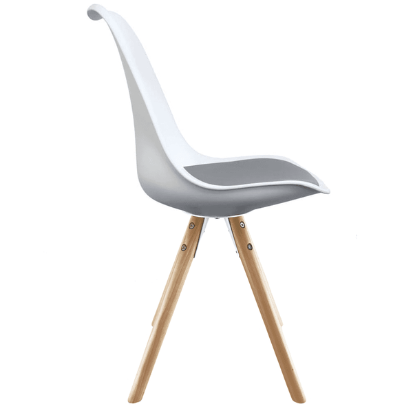 Soho White and Dark Grey Dining Chair with Pyramid Light Wood Legs