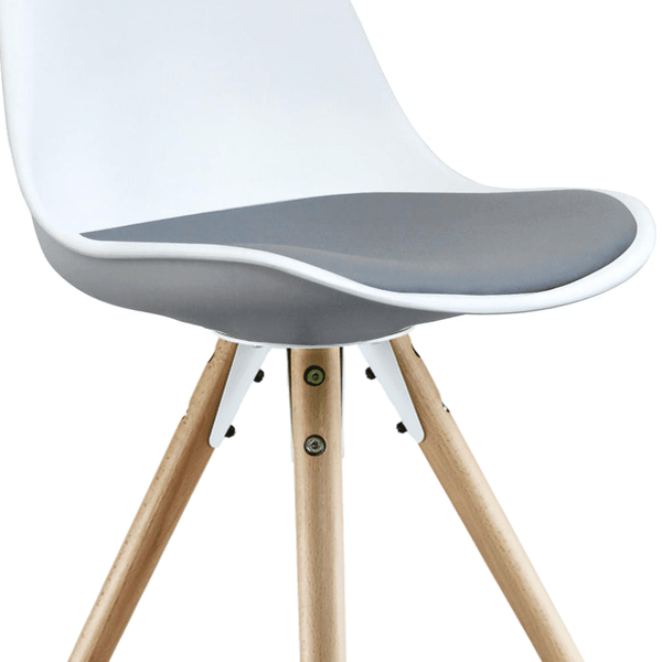 Soho White and Dark Grey Dining Chair with Pyramid Light Wood Legs