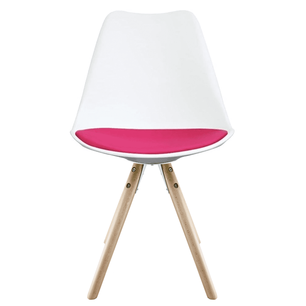 Soho White and Bright Pink Dining Chair with Pyramid Light Wood Legs