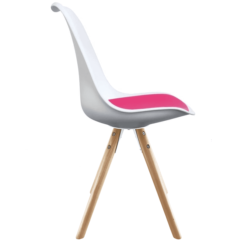 Soho White and Bright Pink Dining Chair with Pyramid Light Wood Legs
