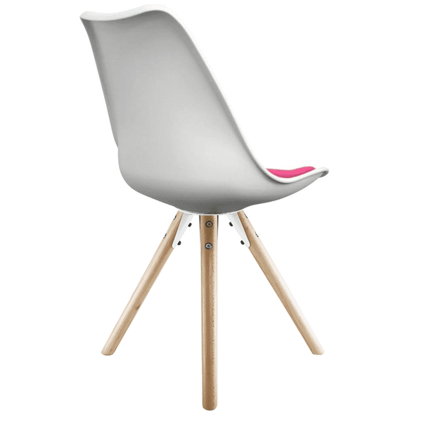 Soho White and Bright Pink Dining Chair with Pyramid Light Wood Legs