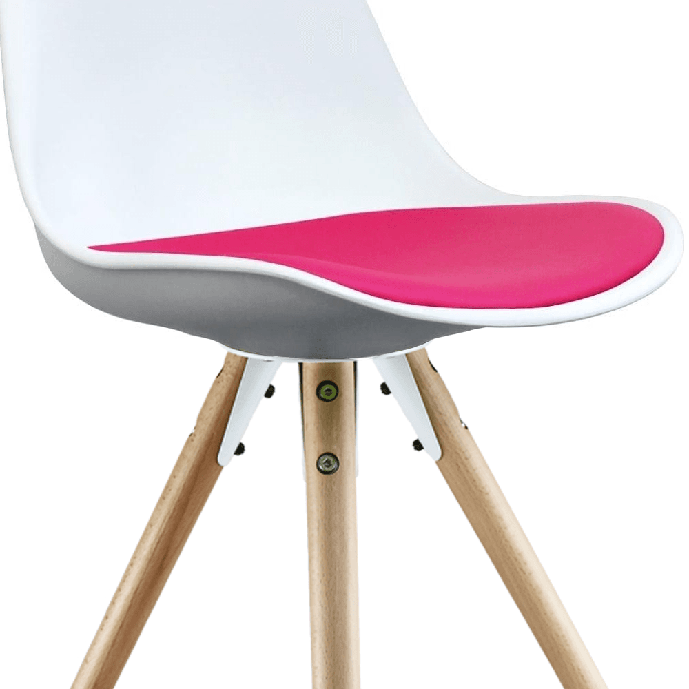 Soho White and Bright Pink Dining Chair with Pyramid Light Wood Legs