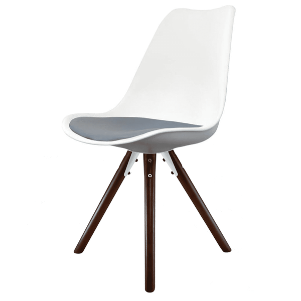 Soho White and Dark Grey Dining Chair with Pyramid Dark Wood Legs