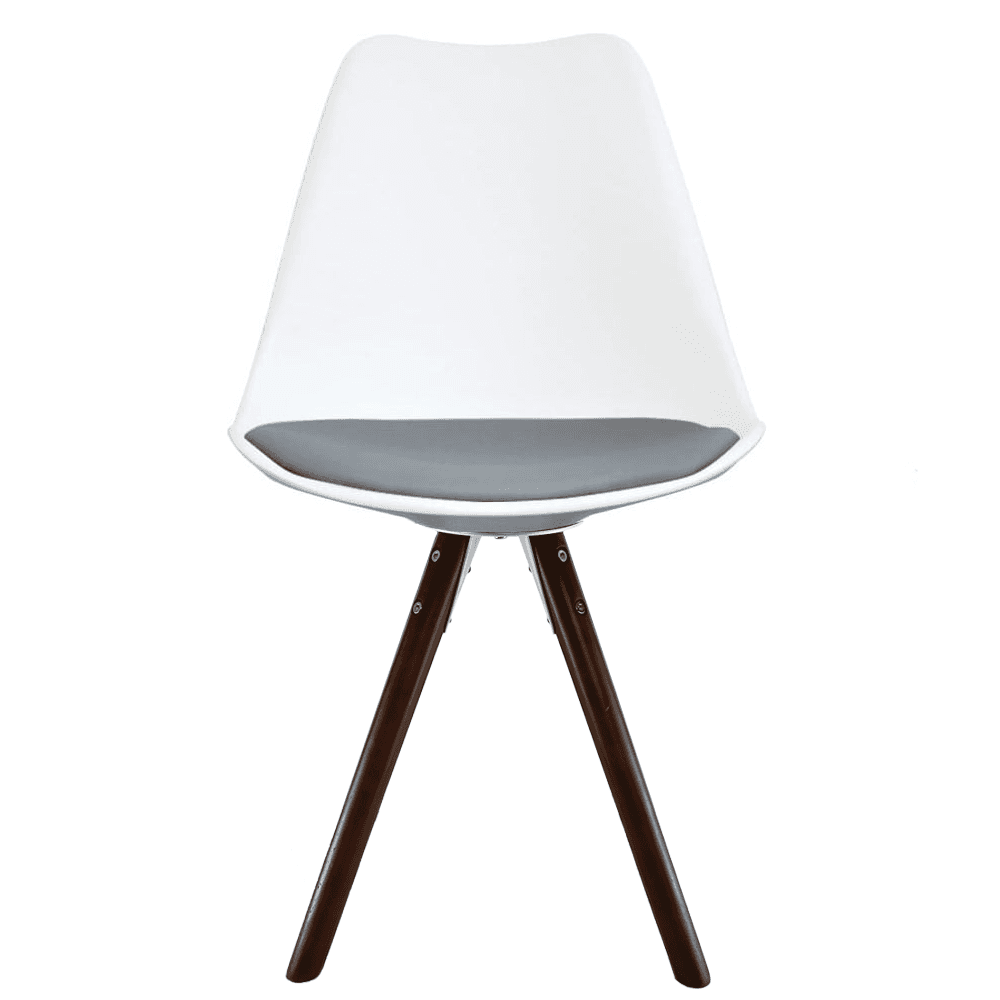 Soho White and Dark Grey Dining Chair with Pyramid Dark Wood Legs